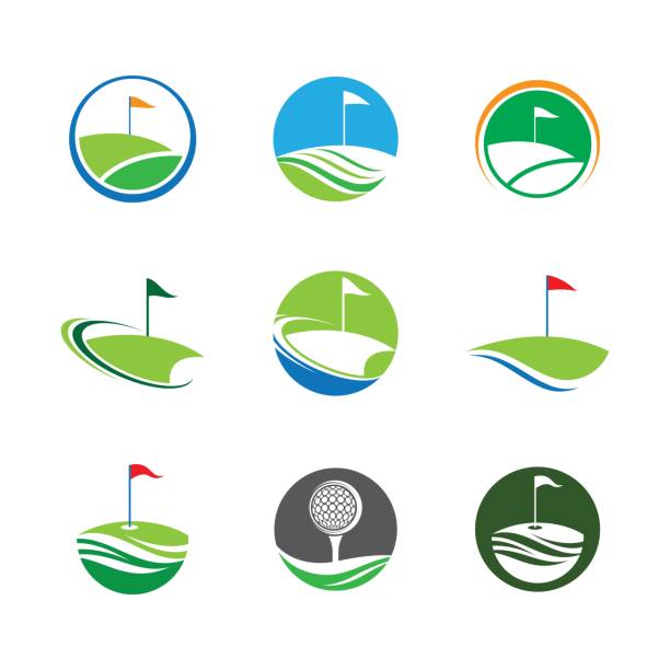 ikona wektora symbolu golfa - putting golf golfer golf swing stock illustrations