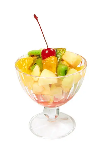 Fruit salad isolated on white background