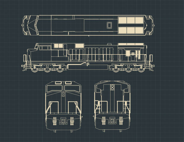 illustrazioni stock, clip art, cartoni animati e icone di tendenza di progetti di locomotive - diesel locomotive