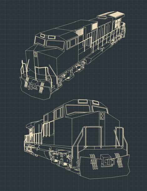 ilustrações, clipart, desenhos animados e ícones de projeto de locomotiva - diesel locomotive