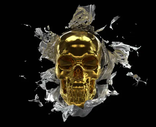 Photo of Gold skull in tearing silver foil