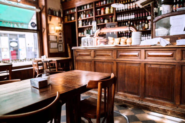 interior of traditional coffee shop in buenos aires - gastro pub imagens e fotografias de stock