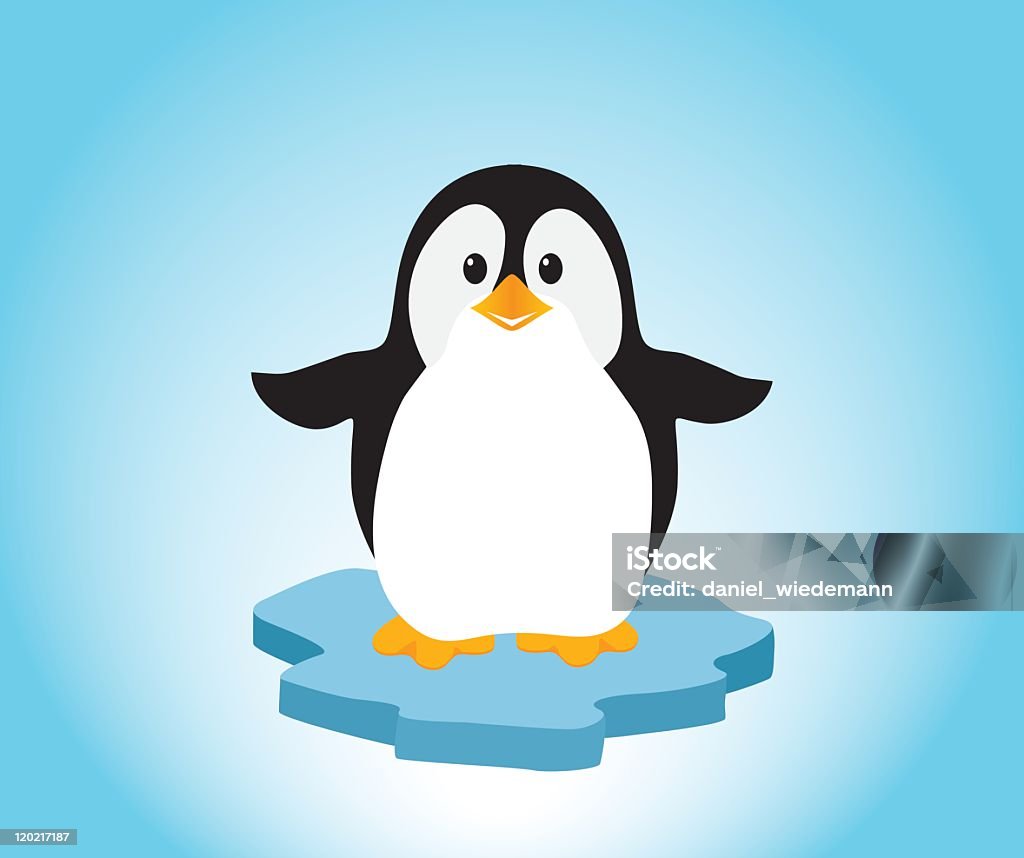 Penguin on Ice A cute little penguin on a bit of ice, looking happy. Editable vector illustration. Bird stock vector
