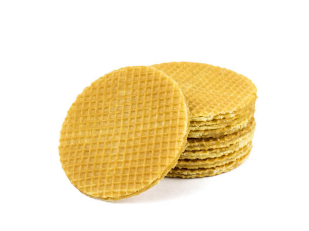 istock Fresh waffles with caramel cream isolated on a white background. 1202173083