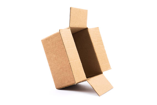 istock Opened blank cardboard box isolated on white background 1202175102