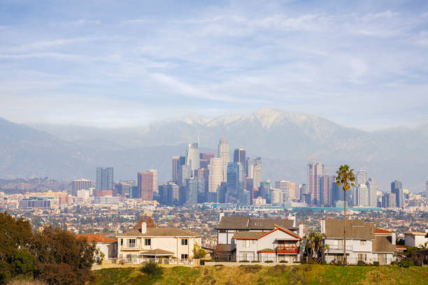 istock Los Angeles Skyline with downtown and mountains 1202184131
