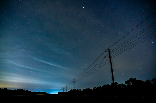 Wide Angle View of Dark Skies with Stars the Texas Country Side