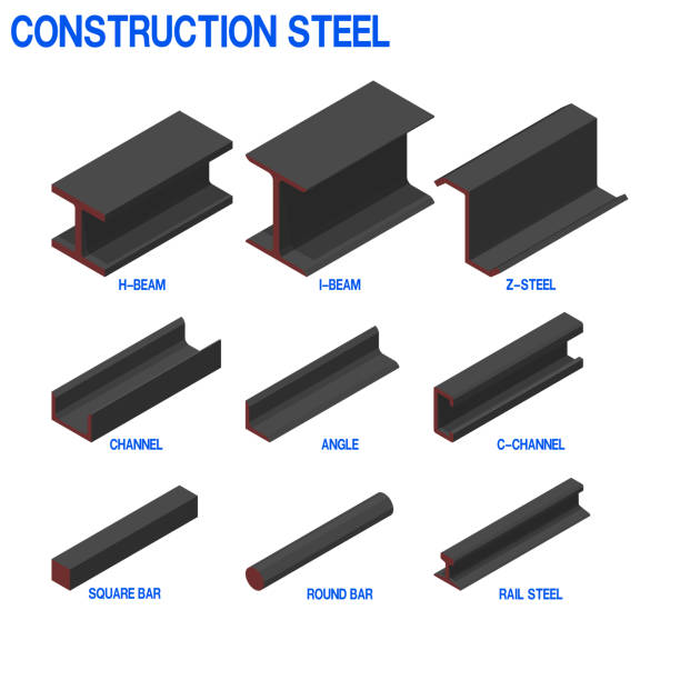 set of isometric construction steel on white background. set of isometric construction steel on white background. structural steel stock illustrations