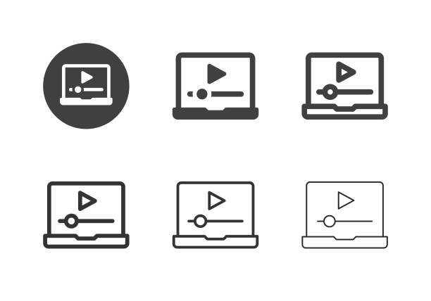 media player icons - multi-serie - video voip stock-grafiken, -clipart, -cartoons und -symbole