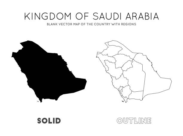 Saudi Arabia map. Saudi Arabia map. Blank vector map of the Country with regions. Borders of Saudi Arabia for your infographic. Vector illustration. persian gulf countries stock illustrations