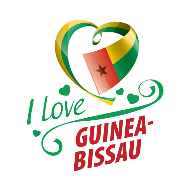 flaga gwinei bissau w kształcie serca i napis kocham gwinei bissau. ilustracja wektorowa - guinea bissau flag stock illustrations