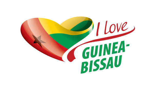 flaga gwinei bissau w kształcie serca i napis kocham gwinei bissau. ilustracja wektorowa - guinea bissau flag stock illustrations