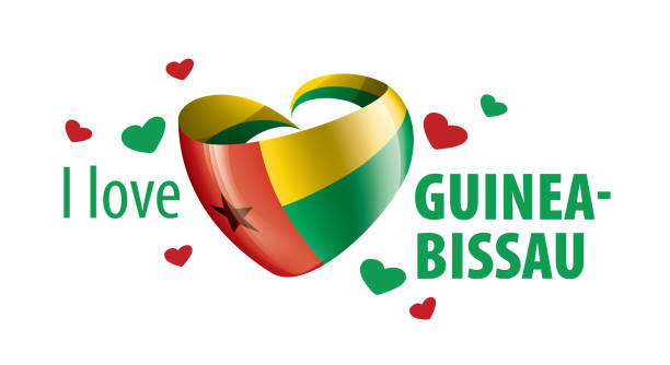 flaga gwinei bissau w kształcie serca i napis kocham gwinei bissau. ilustracja wektorowa - guinea bissau flag stock illustrations