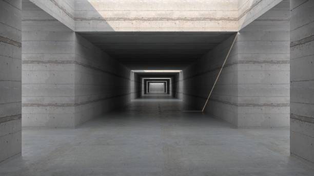 istock Empty space concrete room with the gap and glowing light. Concrete background concept. Concrete texture. 3D illustration. 1202195580