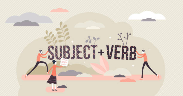 struktur kalimat dengan subjek dan kata kerja - hukuman subjek ilustrasi stok