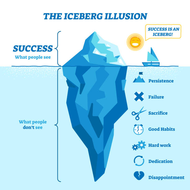 ilustrações de stock, clip art, desenhos animados e ícones de iceberg illusion diagram, vector illustration - underwater mine