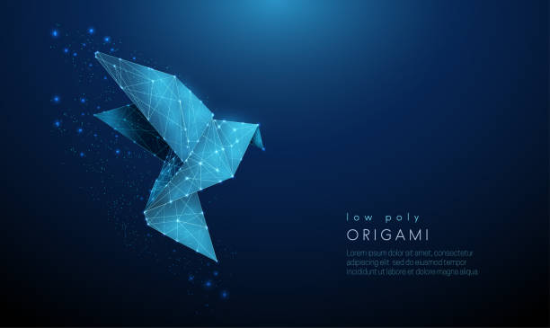 ilustrações de stock, clip art, desenhos animados e ícones de abstract paper origami bird. low poly style design. - origami crane