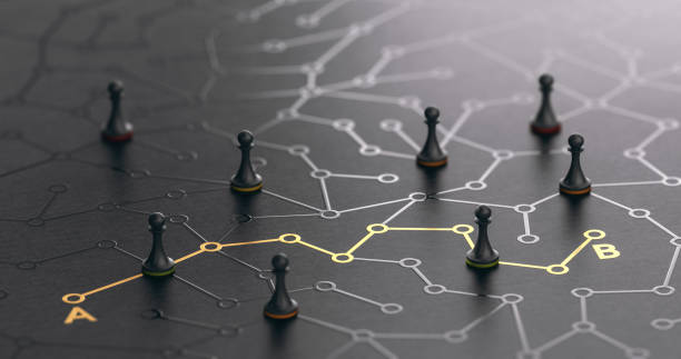encuentre el trayecto más corto entre los puntos a y b. - planificación estratégica fotografías e imágenes de stock