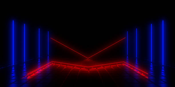 istock 3D abstract background with neon lights. 3d illustration 1202211819