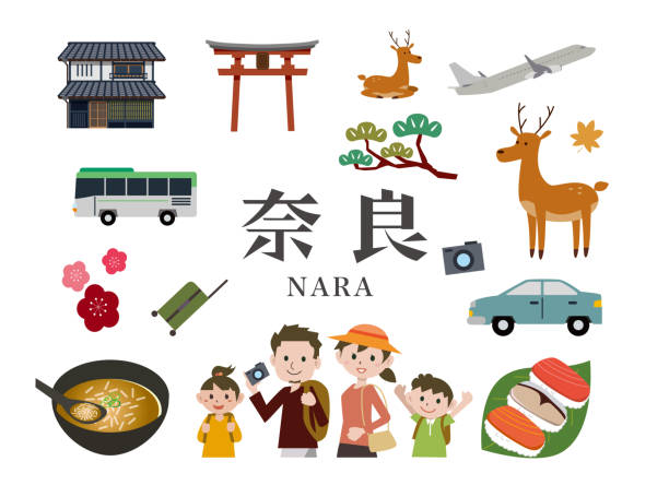 illustrations, cliparts, dessins animés et icônes de visites à nara, japon - préfecture de nara