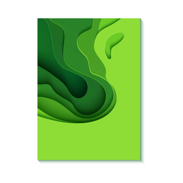 istock Abstract green flyer in cut paper style. Cutout grass wave template for save the Earth posters, ecology brochures, presentations, invitations with place for text. Vector card illustration. 1202213456