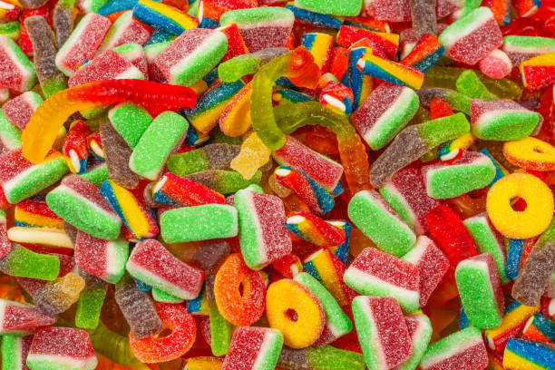 istock Assorted gummy candies. Top view. Jelly  sweets background. 1202216123