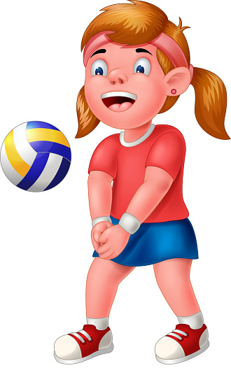 Funny Volleyball Player Girl Cartoon Stock Illustration - Download Image  Now - Adult, Athlete, Backgrounds - iStock