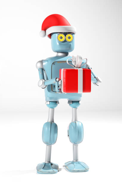 istock retro robot in christmas hat,christmas celebration,3d render 1202217779