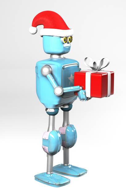 istock retro robot in christmas hat,christmas celebration,3d render 1202217824