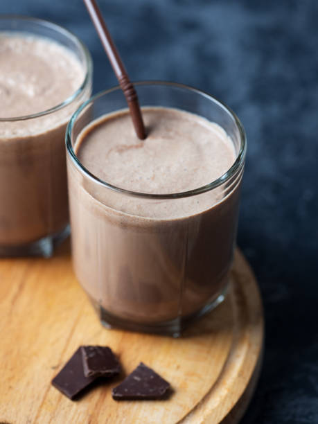 istock Chocolate cocktail glass on a dark stone table 1202220205