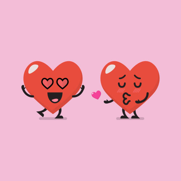 bildbanksillustrationer, clip art samt tecknat material och ikoner med hjärta tecken älskare emoji - awkward kiss