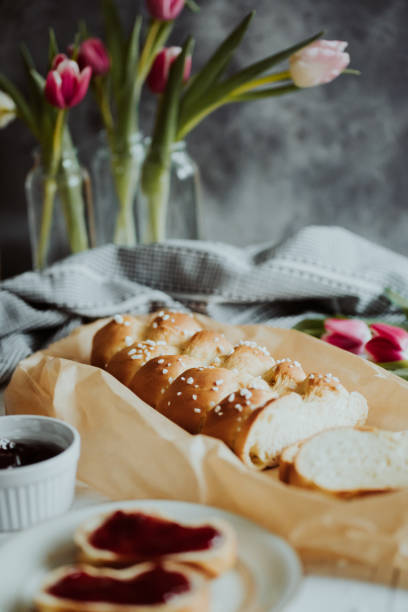 istock Fresh baked sweet braided yeast bun 1202229144