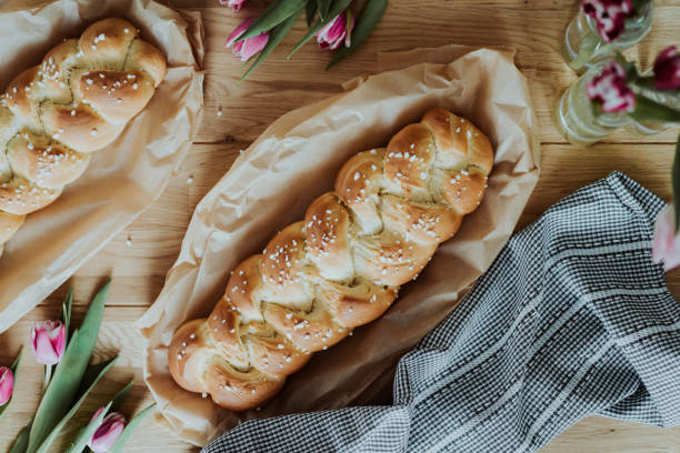istock Fresh baked sweet braided yeast bun 1202229322