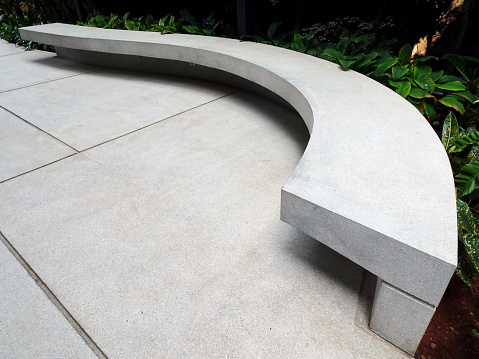 Concrete bench in the exterior of the house
