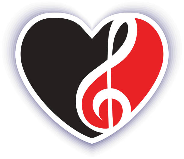 heart and treble clef love of music emblem