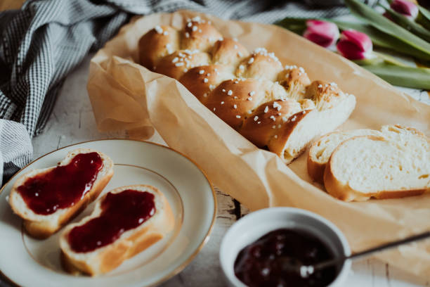 istock Fresh baked sweet braided yeast bun 1202229579