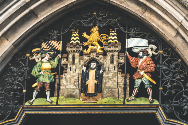 Sigil above the New town hall door in Munich, Germany.