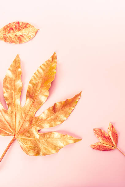 istock Beautiful Leaf painted in golden and copper metallic paint 1202231555