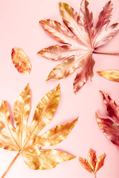 istock Beautiful Leaf painted in golden and copper metallic paint 1202231563