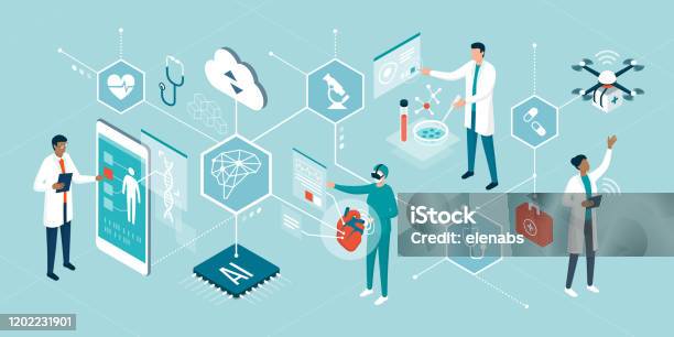 Healthcare Trends And Innovative Technologies Stock Illustration - Download Image Now - Healthcare And Medicine, Technology, Artificial Intelligence