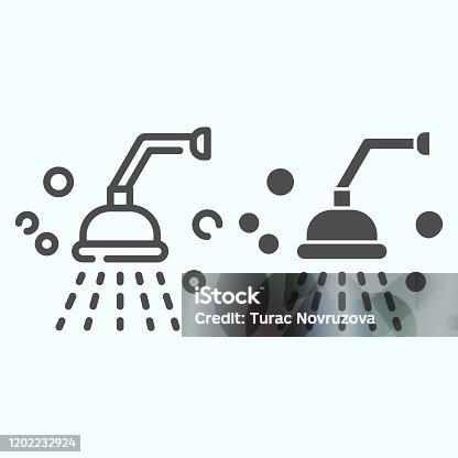 istock Shower line and solid icon. Bathroom shower vector illustration isolated on white. Shower spray outline style design, designed for web and app. Eps 10. 1202232924