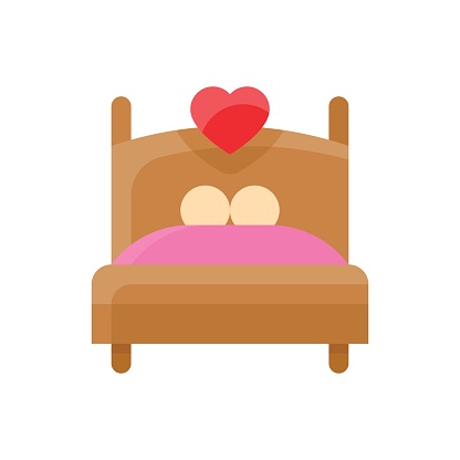 valentine related love and romance couple sleeping on bed vector in flat design
