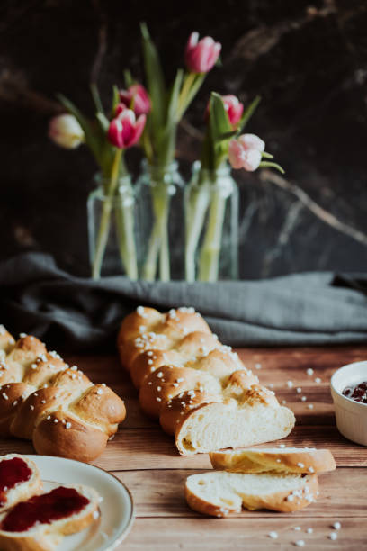 istock Fresh baked sweet braided yeast bun 1202233614