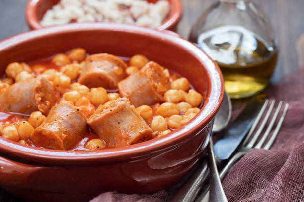 istock spanish sausage with chick-pea in ceramic dish 1202234916