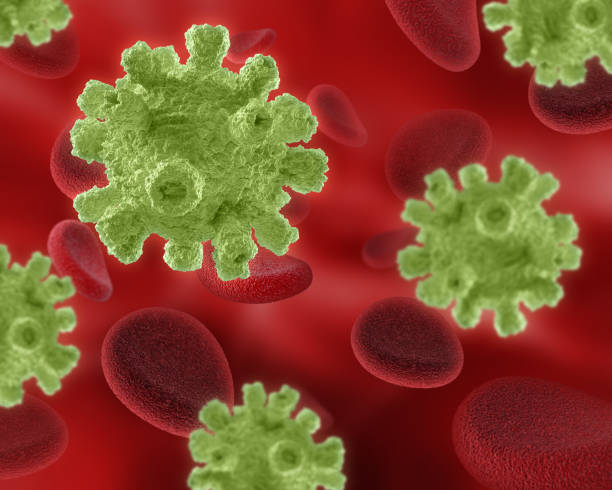istock 3D medical background with virus and blood cells 1202235654
