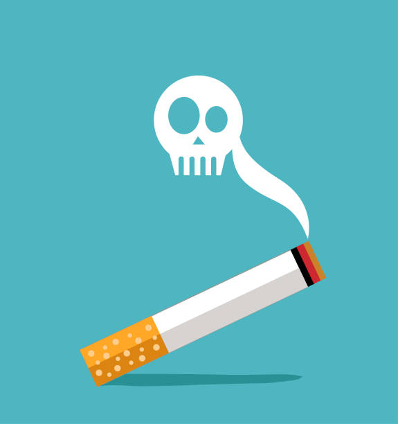 illustrazioni stock, clip art, cartoni animati e icone di tendenza di illustrazione vettoriale smoking sign - e cigarette