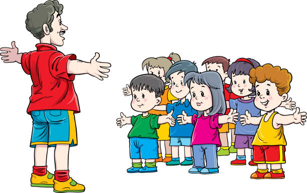 Kids And Teacher In Physical White Background Stock Illustration - Download  Image Now - Cartoon, Coach, Physical Education - iStock