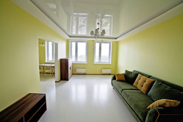 istock interior of a modern large bright room in light green tones 1202238185