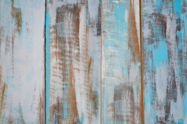 Blue grunge wooden board texture background with white and wood