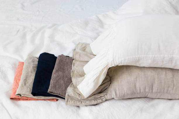 istock natural eco-friendly linen bed in the interior 1202241407